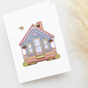 Carte De Remerciements Maison mignonne Dessin Blank Ménage