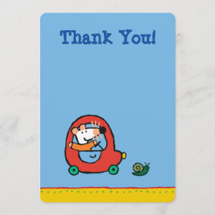 Carte De Remerciements Maisy conduit une voiture rouge mignonne
