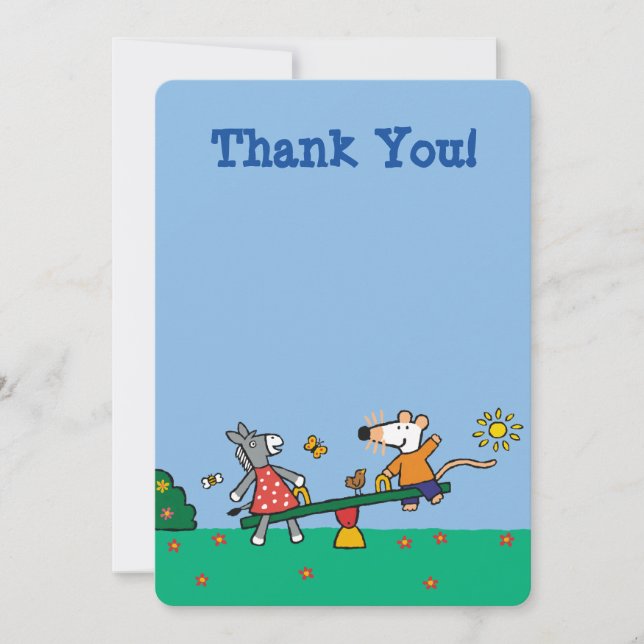 Carte De Remerciements Maisy et bascule pointillée au terrain de jeu (Devant)