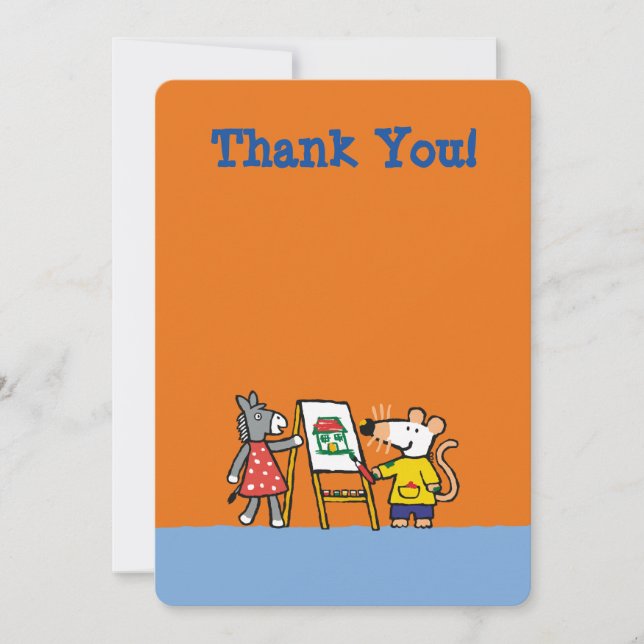 Carte De Remerciements Maisy et peinture pointillée à l'école maternelle (Devant)