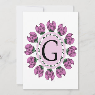 Carte De Remerciements Majuscule G monogramme floral