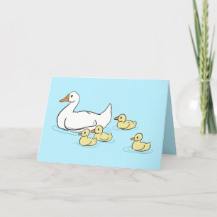 Carte De Remerciements Mama Duck & Baby's Blue Blank Card