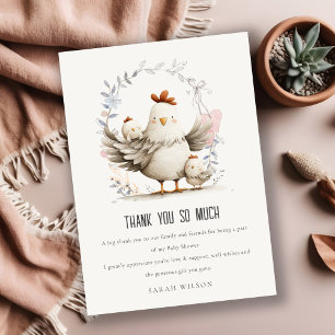 Carte De Remerciements Maman de la ferme mignonne et bébé poussin floral 