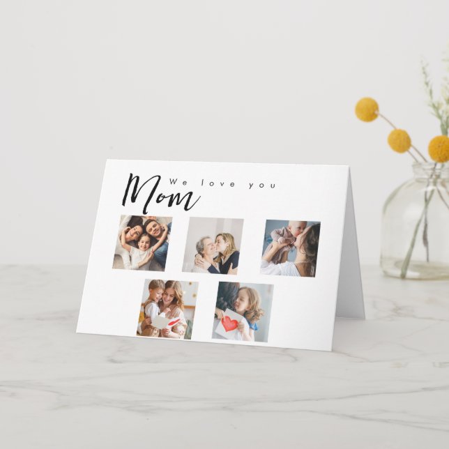 Carte De Remerciements maman, maman, photo collage, on t'aime, typographi (Recto)
