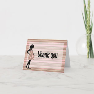 Carte De Remerciements Maman To Be Baby Pink Brown Stripes Thank
