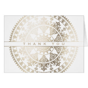 Carte de remerciements Mandala Solaire Or - Couleu