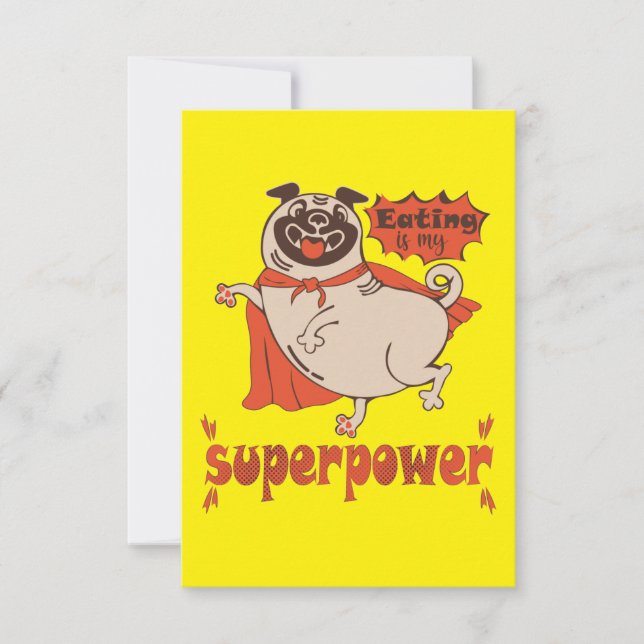 Carte De Remerciements Manger est mon super-puissance rouge carlin style  (Devant)
