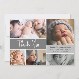 Carte De Remerciements Manufacture moderne Baby shower gris Photos