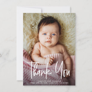 Carte De Remerciements Manufacture photo moderne bébé fille naissance