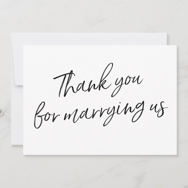 Carte De Remerciements Manuscrit chic "Merci pour nous épouser " (Devant)