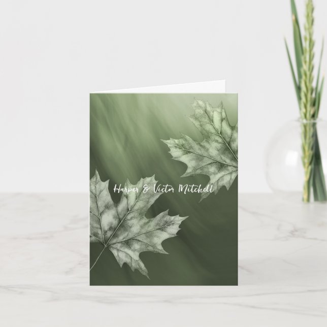 Carte De Remerciements maples feuille accent mousse dégradé vert (Devant)