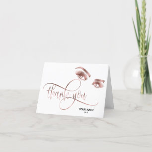 Carte De Remerciements Maquillage artiste Rose Oeil Beauté Salon Extensio