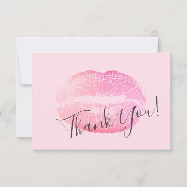 Carte De Remerciements Maquillage rose pâle Beauté Lip Gloss (Devant)