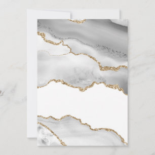 Carte De Remerciements Marbre blanc gris Agate Parties scintillant dorée 