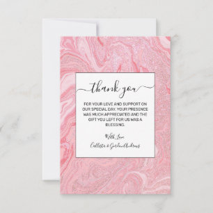 Carte De Remerciements Marbre de Parties scintillant rose corail brillant