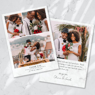Carte De Remerciements Marbre minimaliste 4 Mariage photo