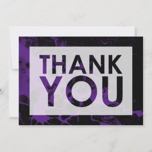 Carte De Remerciements Marbre noir sur fond violet avec découpage