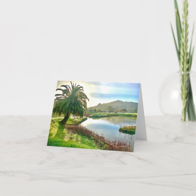Carte De Remerciements Marche matinale avec Palm tree (Devant)