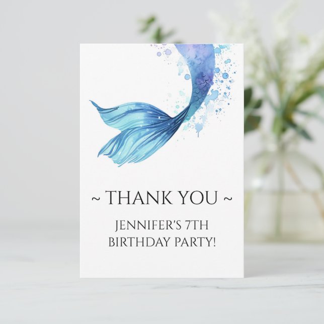 Carte De Remerciements Marée de sirènes Anniversaire sous la mer (Debout devant)