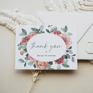 Carte De Remerciements MARGOT Rustique Dusty Rose Blush Floral Bohemian