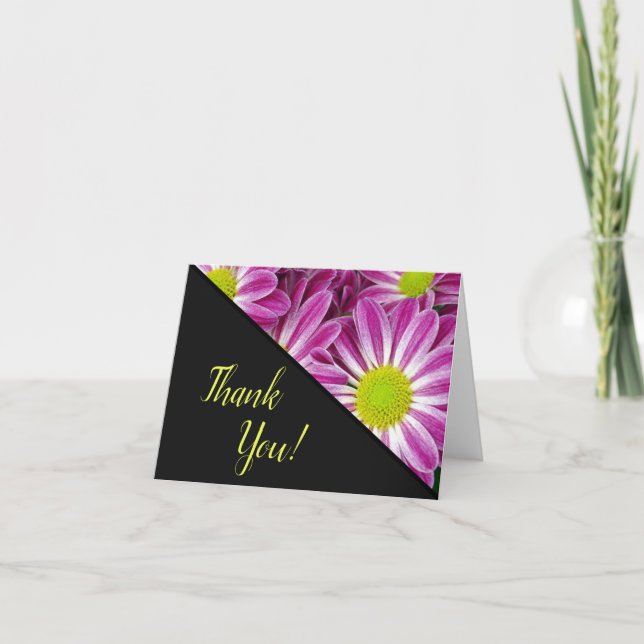 Carte De Remerciements Marguerite rose et jaune | Floral (Devant)