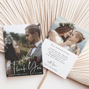 Carte De Remerciements Mariage 2 photo élégant à la main