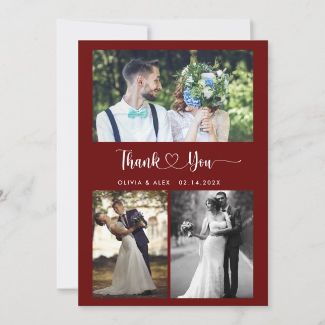 Carte De Remerciements Mariage 4 Photo Collage (Devant)