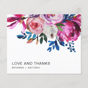Carte de remerciements Mariage à budget floral ros