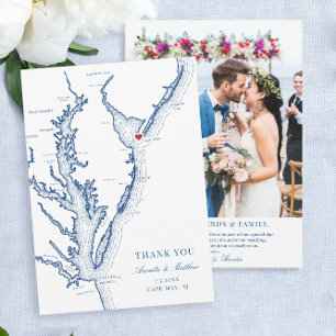 Carte De Remerciements Mariage à Cape May New Jersey Plat