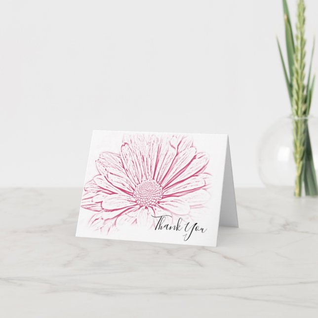 Carte De Remerciements Mariage à effet de marguerite rose Bridesmaid Merc (Devant)