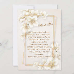 Carte de remerciements Mariage à fleurs de bois de