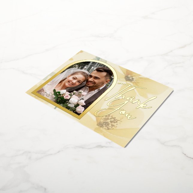 Carte de remerciements Mariage à huile douce jaune (Rotation)