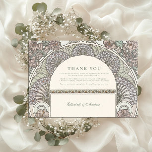 Carte De Remerciements Mariage à la date de Romantique Arche Fleurie