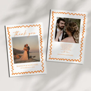 Carte De Remerciements Mariage à la frontière ondulée de Citrus Orange Ca