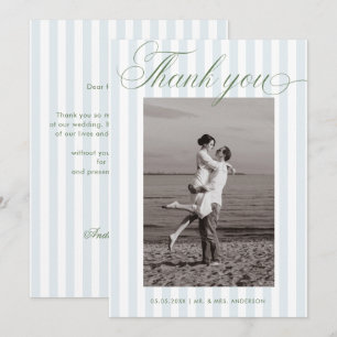 Carte De Remerciements Mariage à l'écriture intemporelle avec des rayures