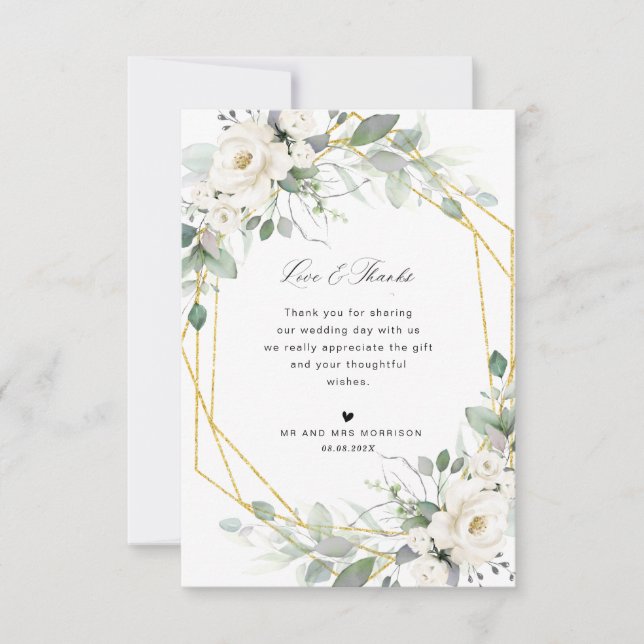 carte de remerciements mariage à l'eucalyptus (Devant)
