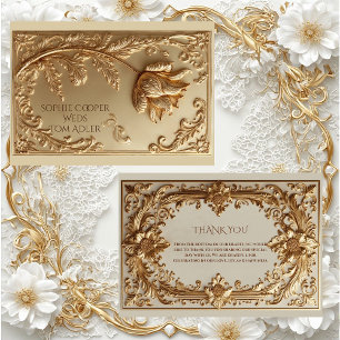 Carte De Remerciements Mariage à motif floral de grandeur baroque orné d'