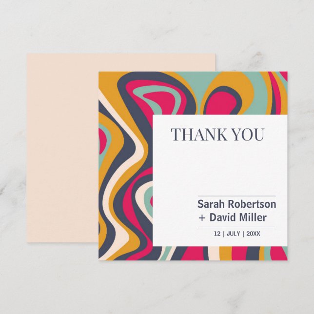 Carte De Remerciements Mariage Abstrait gras dynamique (Devant / Derrière)