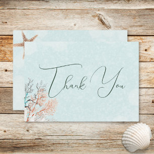 Carte De Remerciements Mariage Aqua Ocean Shells