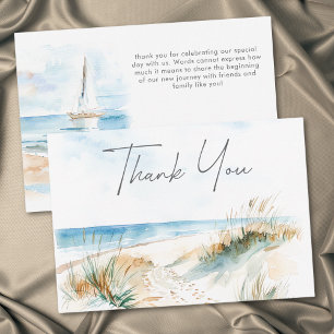 Carte De Remerciements Mariage aquarelle moderne de plage côtière