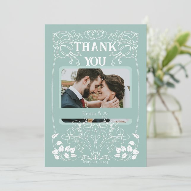 Carte de remerciements Mariage Art nouveau (Debout devant)