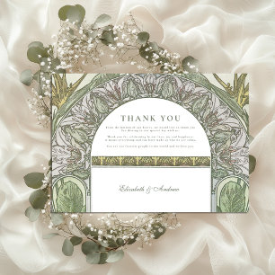 Carte De Remerciements Mariage Art Nouveau à l'arche de feuille d'olive