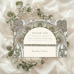 Carte De Remerciements Mariage Art Nouveau au style sauge poussiéreux