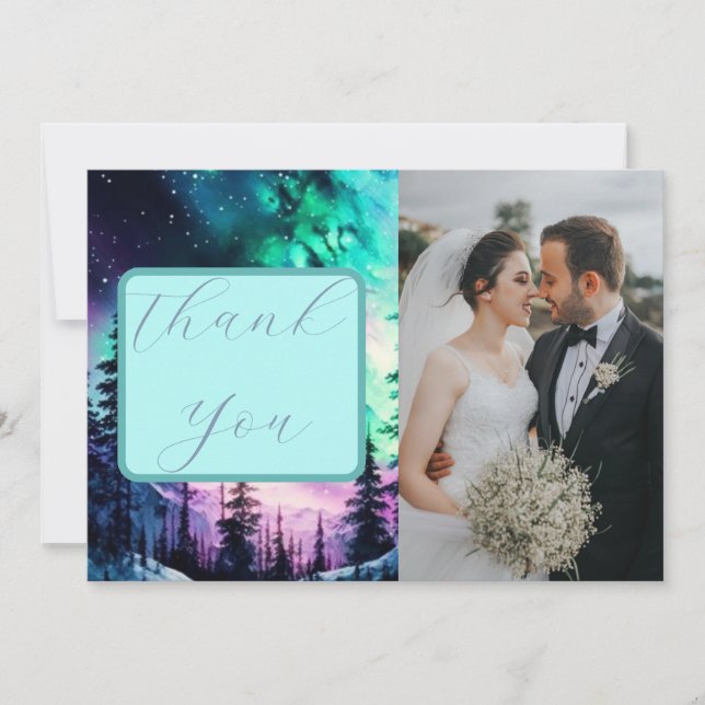 Carte De Remerciements Mariage aurora céleste boréale aurora (Devant)