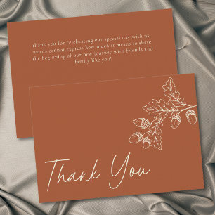 Carte De Remerciements Mariage automnal minimaliste feuille gland Terraco