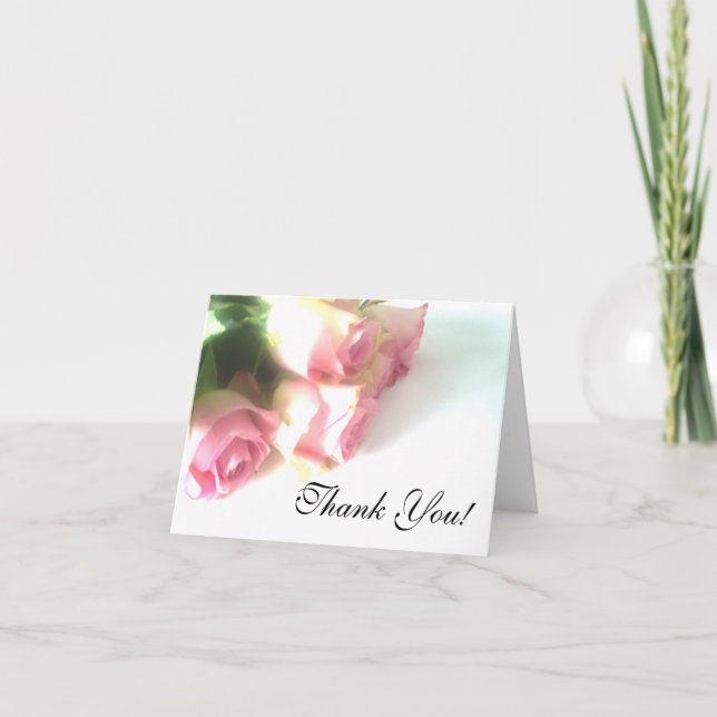 Carte de remerciements mariage aux fleurs roses (Devant)