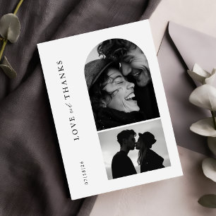 Carte De Remerciements Mariage avec Arche de Photo de Typographie Minimal