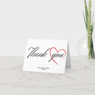carte de remerciements mariage avec coeur
