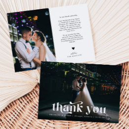 Carte De Remerciements Mariage avec Texte Rétro de Remerciement