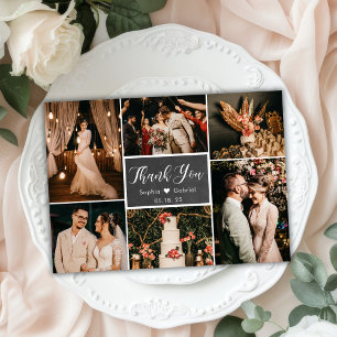 Carte De Remerciements Mariage avec un collage de plusieurs photos sur un